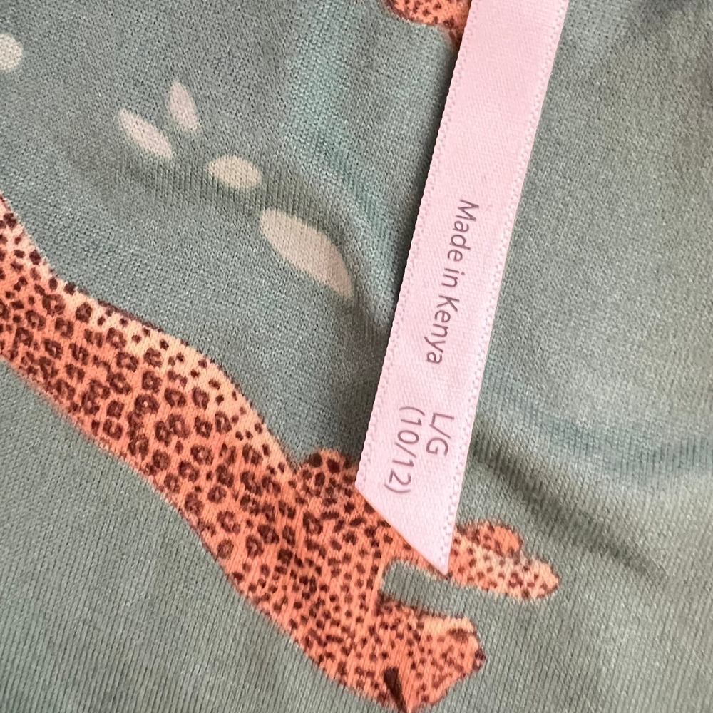 Flora Nikrooz Teal Leopard Print Henley Pajama Set Lace Trim 2 Piece Loungewear - Picture 10 of 12